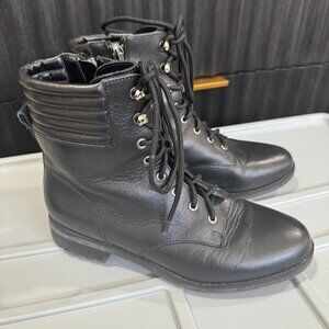 Saks Fifth Avenue Lace-Up Leather Combat Boots Size 6